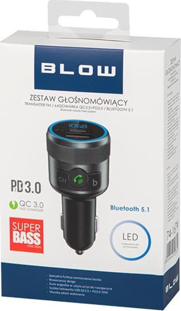 Πομπός FM Blow 74-167# Πομπός fm blow bluetooth5.1+qc3.0