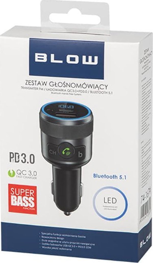 Πομπός FM Blow 74-167# Πομπός fm blow bluetooth5.1+qc3.0