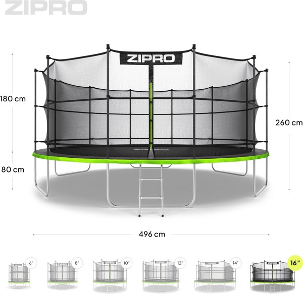 Τραμπολίνο κήπου Zipro Jump Pro με εσωτερικό δίχτυ 16FT 496cm