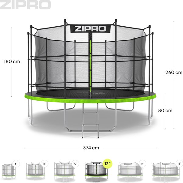 Τραμπολίνα κήπου Zipro Jump Pro με εσωτερικό δίχτυ 12FT 374cm