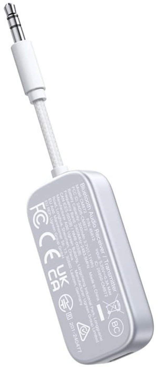 UGREEN Πομπός Bluetooth 5.4 CM872, Διπλή Λειτουργία TX/RX, 18 Ώρες Αυτονομία, Λευκό