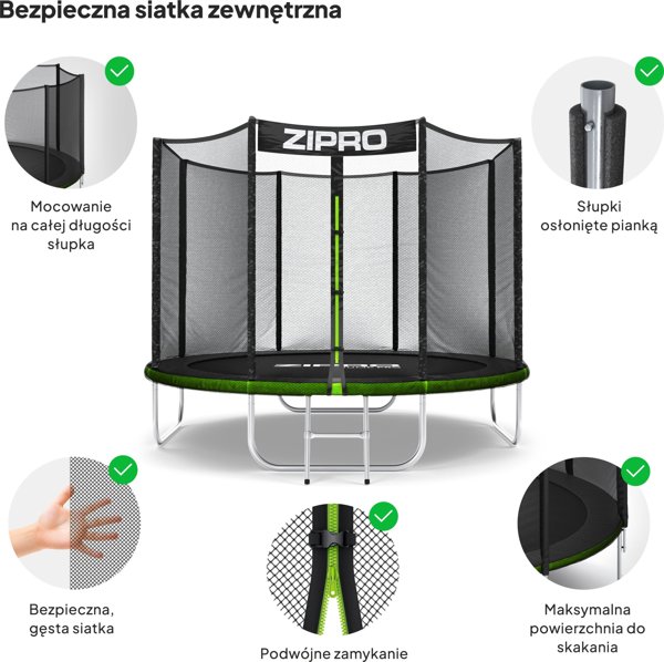 Τραμπολίνο κήπου Zipro Jump Pro με εξωτερικό δίχτυ 8FT 252cm