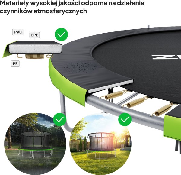 Τραμπολίνα κήπου Zipro Jump Pro Premium με εσωτερικό δίχτυ 12FT 374εκ