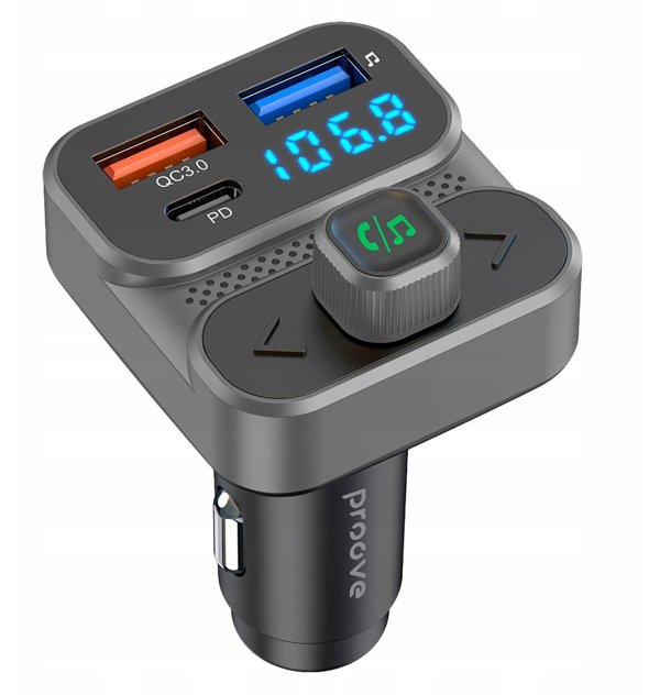 Πομπός FM Bluetooth 5.3 Φορτιστής Αυτοκινήτου USB Type-C PD 36W Proove / FMLX20120003 / LUXOR SE