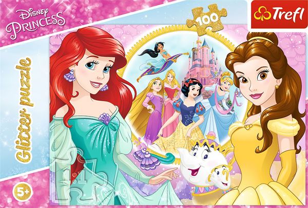 Trefl Παζλ με γκλίτερ λαμπερές πριγκίπισσες Disney Bella και Arielka 100 14819