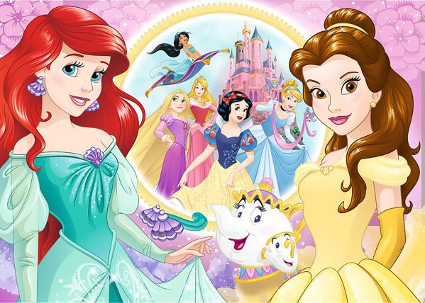 Trefl Παζλ με γκλίτερ λαμπερές πριγκίπισσες Disney Bella και Arielka 100 14819