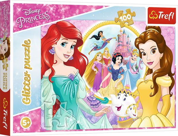 Trefl Παζλ με γκλίτερ λαμπερές πριγκίπισσες Disney Bella και Arielka 100 14819