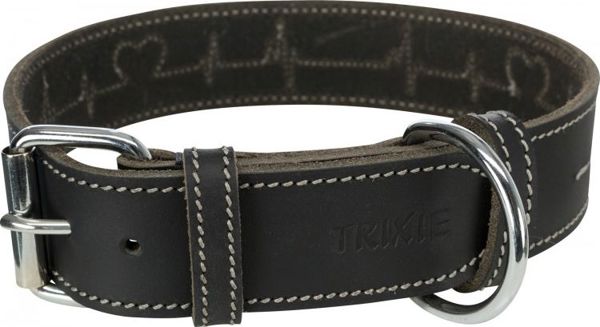 Trixie Rustic Heartbeat, περιλαίμιο, για σκύλο, μαύρο, από χοντρό δέρμα, L–XL: 55–65 cm/40 mm