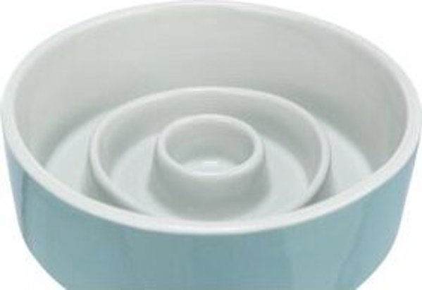 Trixie Slow Feeding, κεραμικό μπολ, για σκύλους/γάτες, γκρι/μπλε, 1,1 l/17 cm, επιβραδύνει το φαγητό 12314474 4011905245218