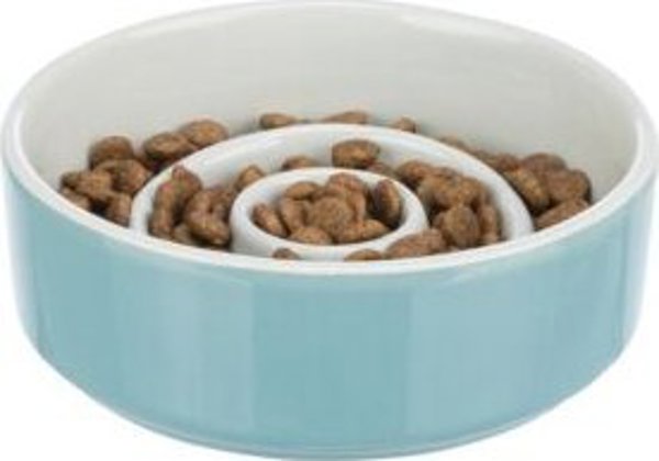 Trixie Slow Feeding, κεραμικό μπολ, για σκύλους/γάτες, γκρι/μπλε, 1,1 l/17 cm, επιβραδύνει το φαγητό 12314474 4011905245218