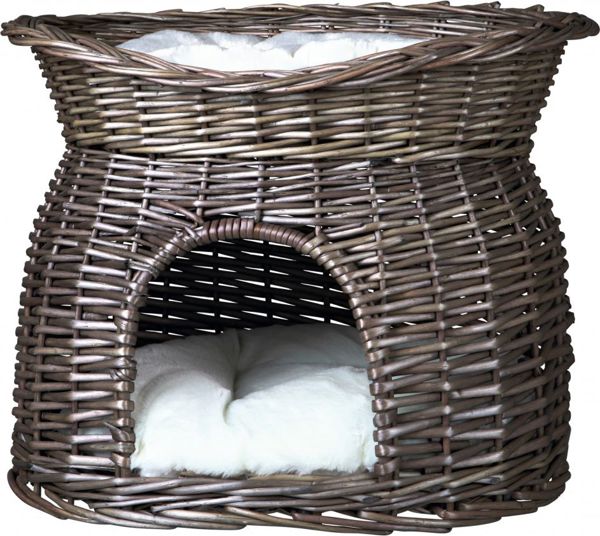 Trixie Καλάθι από λυγαριά με 2 μαξιλάρια, 54 × 43 × 37 cm, γκρι