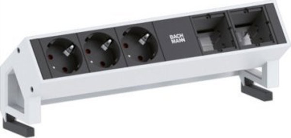 TRITON BACHMANN DESK2 3x πρίζα με γείωση 2x ABD GST18, λευκό