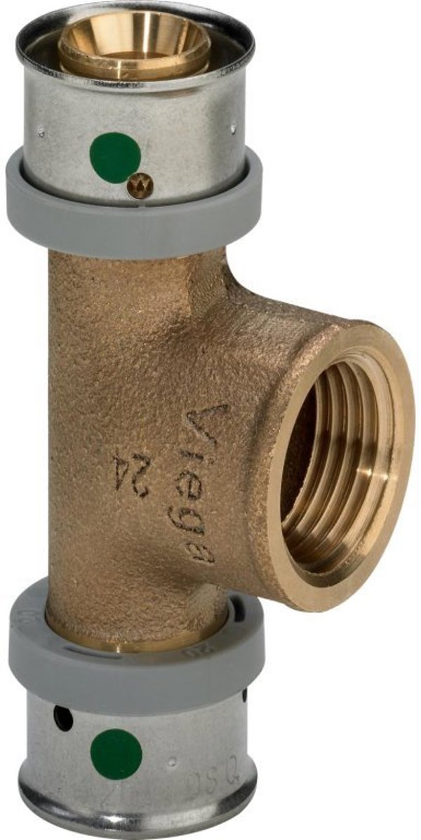 Viega Τρίοδος Σύνδεσμος Σωλήνων 25mm x 3/4" x 25mm, Μπρούντζος, Γυαλιστερό Φινίρισμα (DWZ)