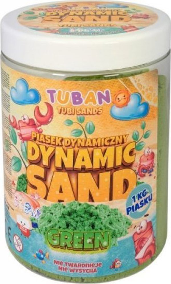 TUBAN Δυναμική Άμμος για Παιδιά, Πράσινο Χρώμα, 1kg - Εκπαιδευτικό Παιχνίδι Αισθητηριακής Ανάπτυξης
