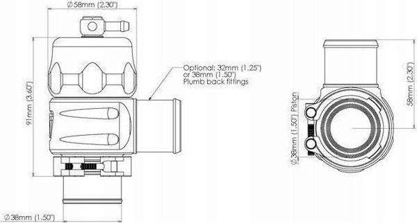 TURBOSMART Blow Off Turbosmart Plumb Back 38mm UNI