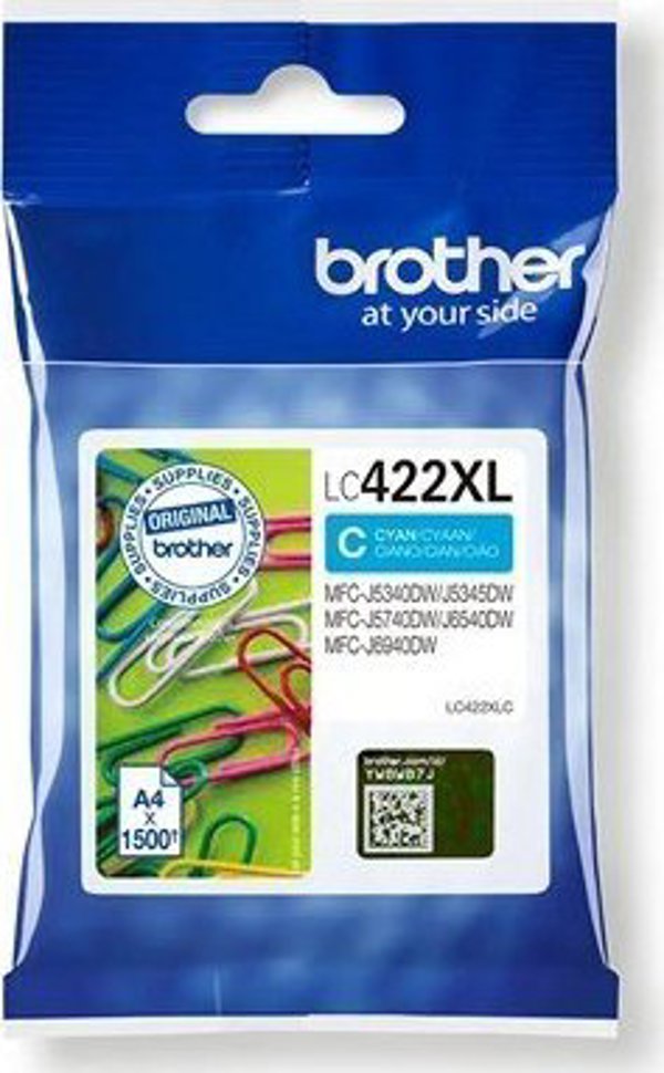 Brother LC422XLC Ink Cartridge Κυανό, Γνήσιο Μελάνι για Εκτυπωτές Brother, 1.500 Σελίδες