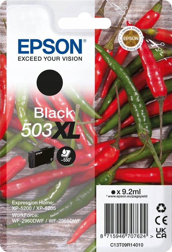 Epson 503XL Γνήσιο Μελάνι Inkjet Μαύρο για Expression Home XP-5200, XP-5205 & WorkForce WF-2960DWF, 9.2ml