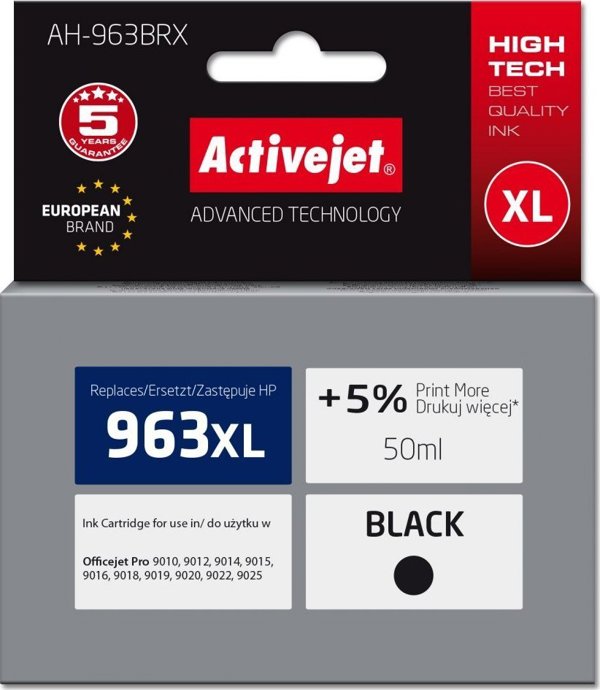 Activejet Μελάνι AH-963BRX (Αντικατάσταση HP 963XL 3JA30AE) - Inkjet Μαύρο, 2100 Σελίδες