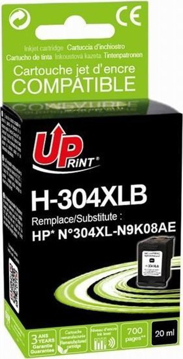 UPrint Συμβατό Μελάνι HP 304XL (N9K08AE) Μαύρο, 20ml, για HP DeskJet 2620, 2630, 2632, 2633, 3720, 3730, 3732