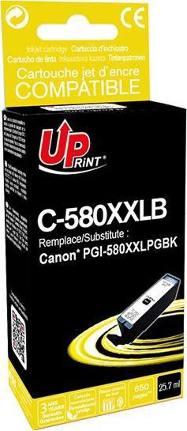 UPrint Μελάνι Συμβατό PGI-580PGBK XXL, Μαύρο, 25.7ml, Υψηλής Χωρητικότητας για Canon PIXMA TR7550, TR8550, TS