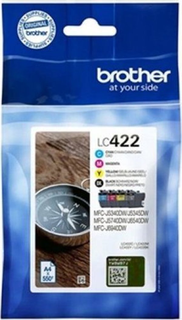 Brother LC422VAL Γνήσιο Σετ Μελανιών CMYK (Κυανό, Ματζέντα, Κίτρινο, Μαύρο) για Εκτυπωτές Brother