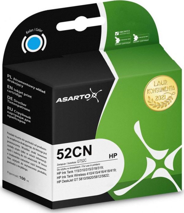 Μελάνι Asarto για HP 52CN (M0H54AE) 100ml Cyan - Συμβατό Δοχείο Μελάνης