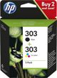 HP 303 Combo Pack Ink - 2 Pack - Μαύρο, Tri-Color με βάση τη βαφή - Ink Cartridge - for Envy Photo 6220, Photo 6230, Photo 7134 5522378 192545863988
