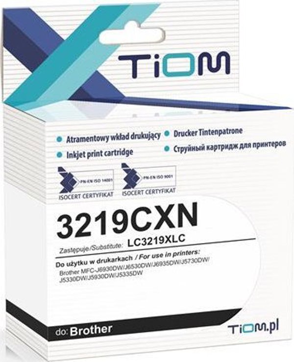 Μελάνι Tiom Συμβατό για Brother LC3219XLC, 1500 Σελίδες, Κυανό (Cyan)