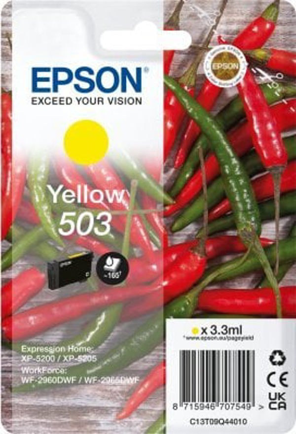 Μελάνι Epson Epson 503 - 3.3 ml - Κίτρινο - αυθεντικό - Συσκευασία με RF- / ακουστικό σήμα συναγερμού - Φυσίγγιο μελανιού - για Expression Home XP-5200, XP-5205, WorkForce WF-2960DWF, WF-2965DWF