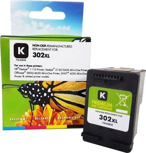 Μελάνι Static Control Συμβατό Static-Control Hewlett-Packard 302XL (F6U68AE) Μαύρο, 480 σελ.