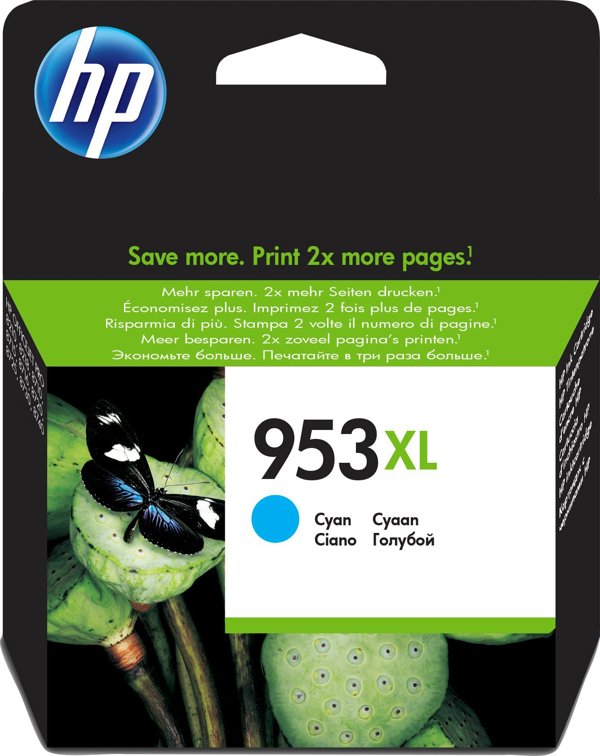 Μελάνι HP HP 953XL - 20 ml - Υψηλή παραγωγικότητα - Κυανό - Αυθεντικό - Φυσίγγιο μελανιού - για Officejet Pro 7720, 7730, 7740, 8218, 8710, 8715, 8720, 8725, 8730, 8740, 8745
