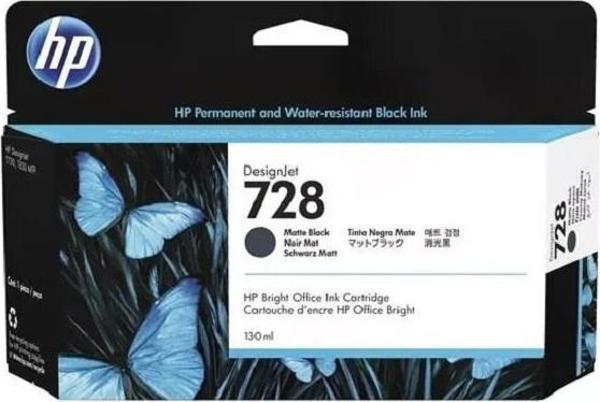 HP 728 Μελάνι Ink Cartridge Μαύρο Ματ 130ml για HP DesignJet T730 / T830 (3WX25A)