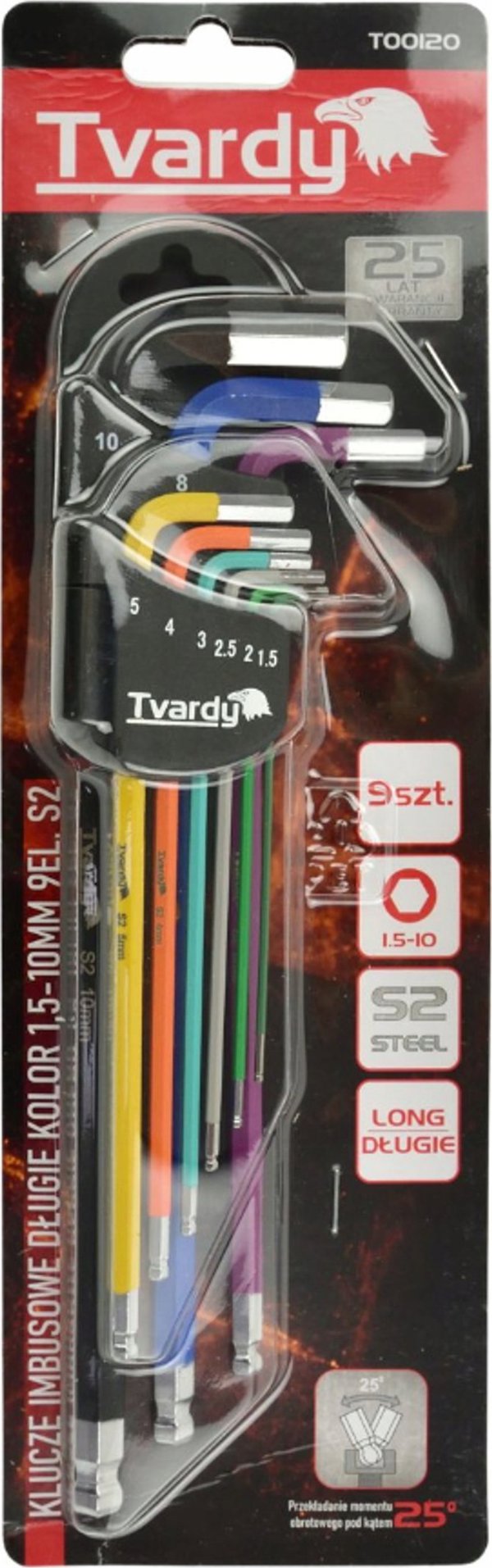 Tvardy Κλειδιά ίμπους μακριά χρώμα 1,5-10mm 9τεμ. S2 (24)
