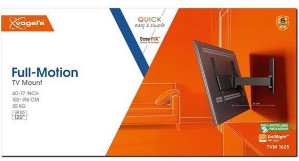 Βάση τοίχου TVM 1625 Quick με κίνηση 40-77", 35kg