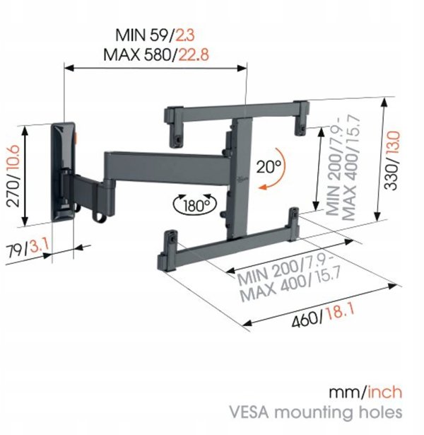 Βάση τοίχου TVM 3465 Comfort με κίνηση+ OLED 32-65"