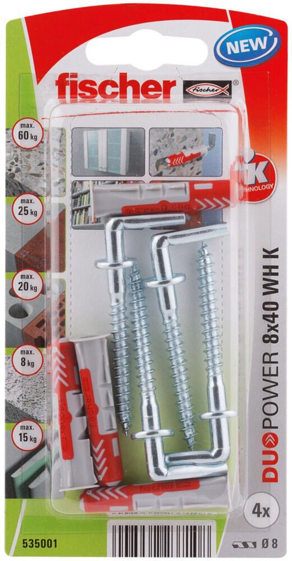 Δίδυμο ούπα με κεφαλή σχήματος L 8x40 mm, 4 τεμ.