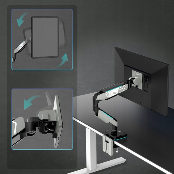 Uchwyt na monitor 49 cali, szaro-czarny LED RGB X-ARM