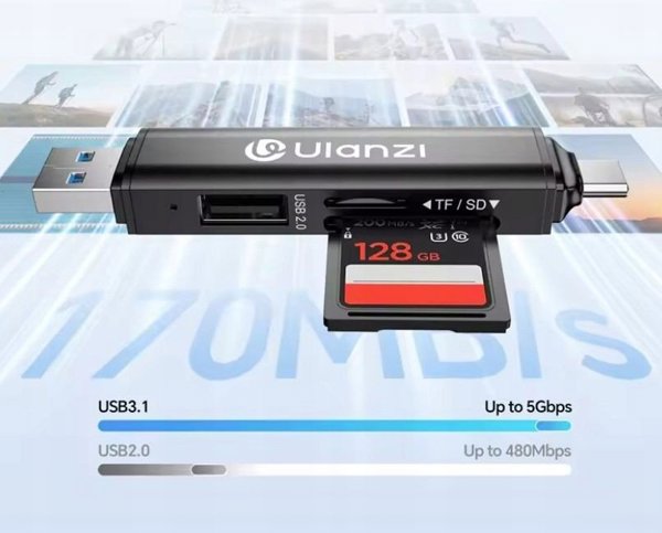 Ulanzi Cr1 Αναγνώστης Καρτών 3 σε 1 Usb 3.0 / Usb-c Sd Tf Microsd / 150–200 Mb/s / Cr1 / Sku:x117