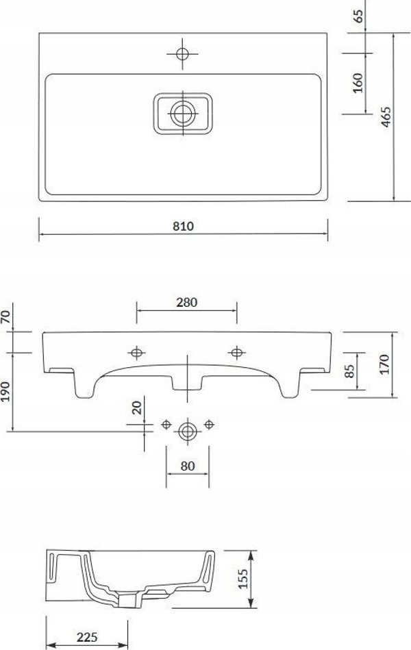 Νιπτήρας Cersanit ΝΙΠΤΗΡΑΣ ΕΠΙΠΛΩΝ VIRGO 80CM BOX CERSANIT // CE.KRVI.U-800-MEBL (K118-002-ECO)