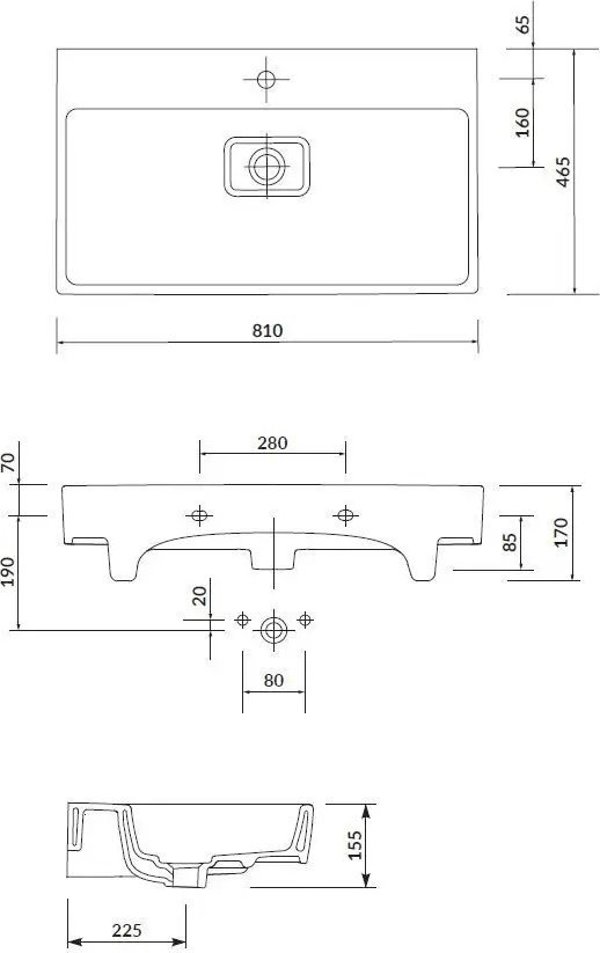 Νιπτήρας Cersanit ΝΙΠΤΗΡΑΣ ΕΠΙΠΛΩΝ VIRGO 80CM BOX CERSANIT // CE.KRVI.U-800-MEBL (K118-002-ECO)