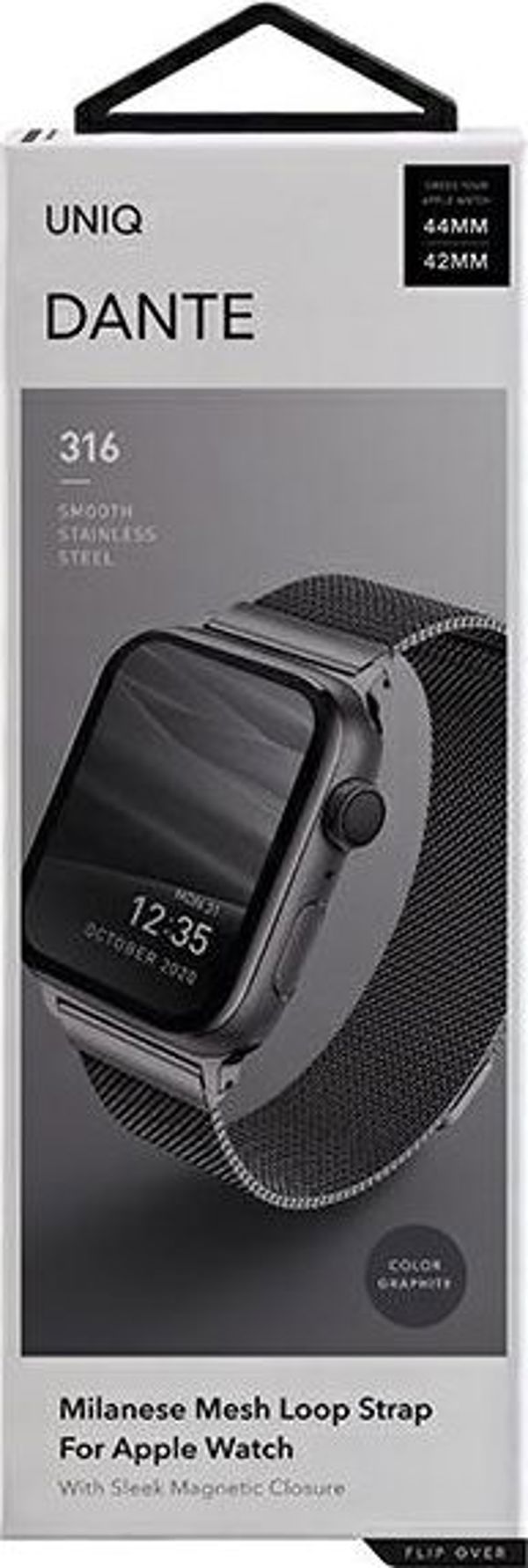 Uniq Dante Λουράκι για Apple Watch Series 4/5/6/SE 44mm από Ανοξείδωτο Ατσάλι, Magnetic Mesh, Graphite
