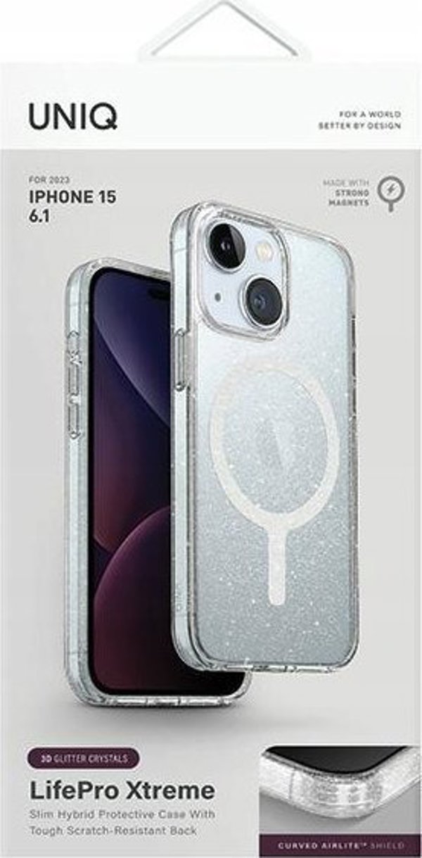 Uniq UNIQ θήκη LifePro Xtreme iPhone 15 / 14 / 13 6.1" Magclick Φόρτιση διαφανές/tinsel lucent