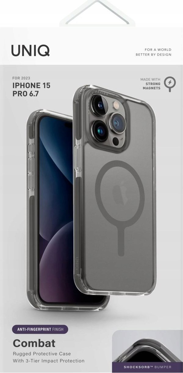 Uniq UNIQ θήκη Combat iPhone 15 Pro Max 6.7" Magclick Charging γκρι/frost grey