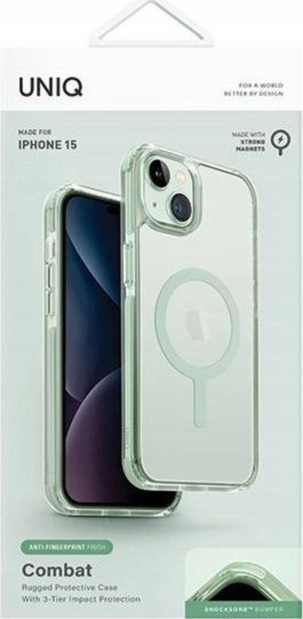 Uniq UNIQ θήκη Combat iPhone 15 / 14 / 13 6.1" Maglick Charging μέντα/cool mint