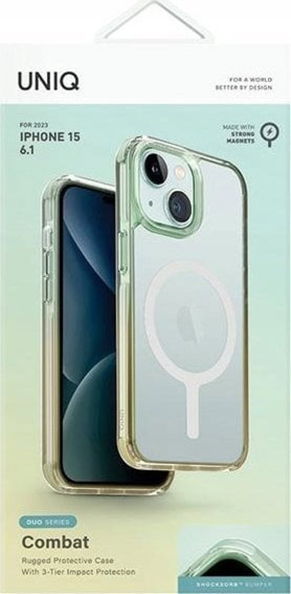 Uniq UNIQ θήκη Combat Duo iPhone 15 / 14 / 13 6.1" Magclick Charging πράσινο-κίτρινο/θαλασσί πράσινο-απαλό κίτρινο