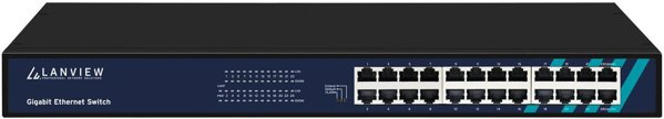 Lanview Unmanaged Switch 24-Θυρών, 10/100/1000Mbps, Gigabit Ethernet, 1U Rackmount