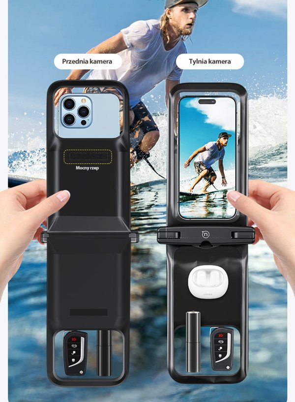 USAMS Usams Αδιάβροχη θήκη διπλή 6.7" IP68 μαύρο/black FSD1401 (YD014)