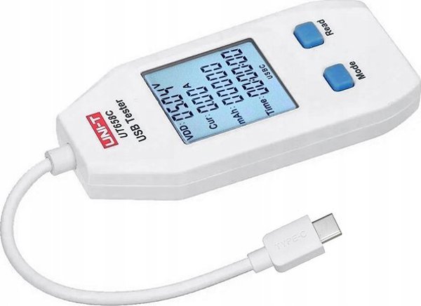 USB C tester συμβατός με πρωτόκολλα QC1.0/ 2.0/ 3.0/ 4.0, 0~99999mAh| 0~1000Wh| 1~480?, 4~24VDC, 0.05~5ADC, UNI-T