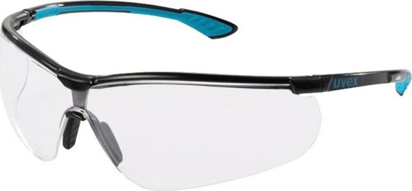 Uvex Αθλητικά γυαλιά ασφαλείας Uvex Sportstyle με διαφανείς φακούς, επίστρωση supravision extreme (ανθεκτική στις γρατσουνιές και στην ομίχλη), μαύροι/μπλε βραχίονες.