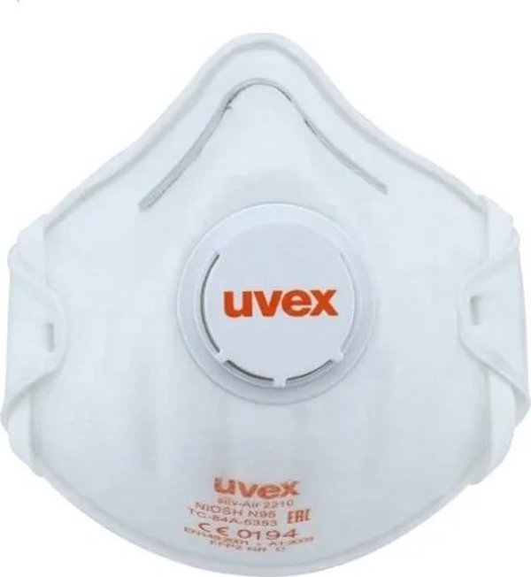 Uvex Αναπνευστήρας Uvex Silv-Air Classic 2210 FFP2, τύπου κυπέλλου με βαλβίδα, λευκός, 3 τεμάχια σε λιανική συσκευασία